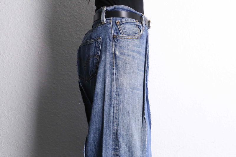 “Re:make” Levi’s 501 docking flare denim pleats pants
