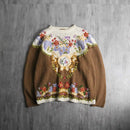 1980-90s flower pattern hand knit pull