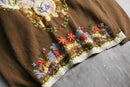 1980-90s flower pattern hand knit pull