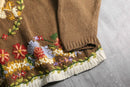 1980-90s flower pattern hand knit pull