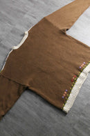 1980-90s flower pattern hand knit pull