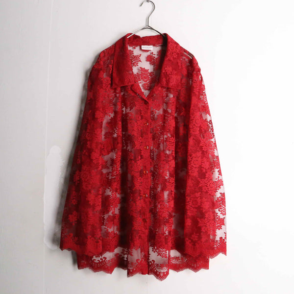“WHITE STAG” red transform siruetto flower race shirt