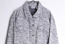 "CHICO'S" silver rose bouquet jacquard tracker jacket