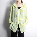 yellow green sheer military hooded shirt