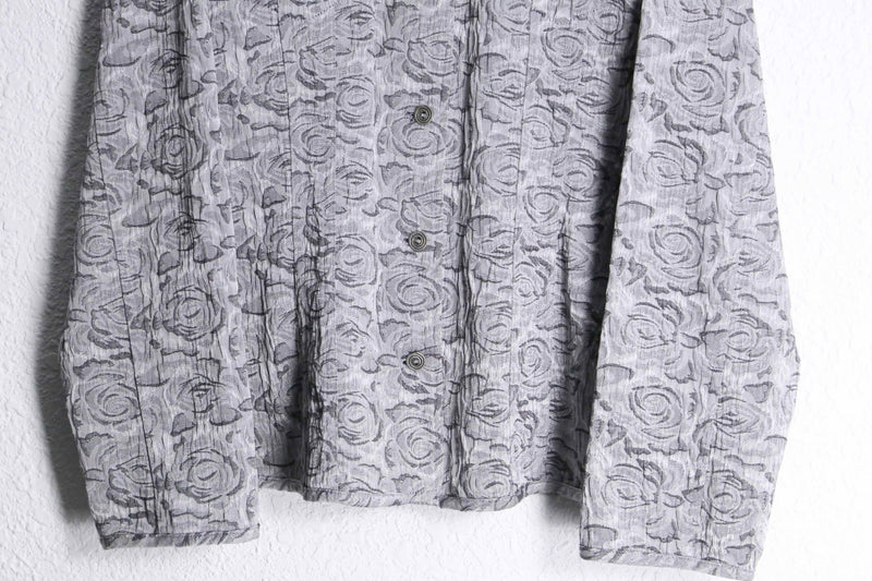 "CHICO'S" silver rose bouquet jacquard tracker jacket