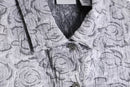 "CHICO'S" silver rose bouquet jacquard tracker jacket