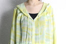 yellow green sheer military hooded shirt