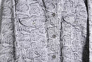 "CHICO'S" silver rose bouquet jacquard tracker jacket