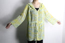 yellow green sheer military hooded shirt