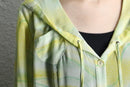 yellow green sheer military hooded shirt