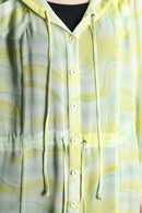 yellow green sheer military hooded shirt