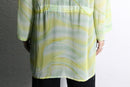 yellow green sheer military hooded shirt
