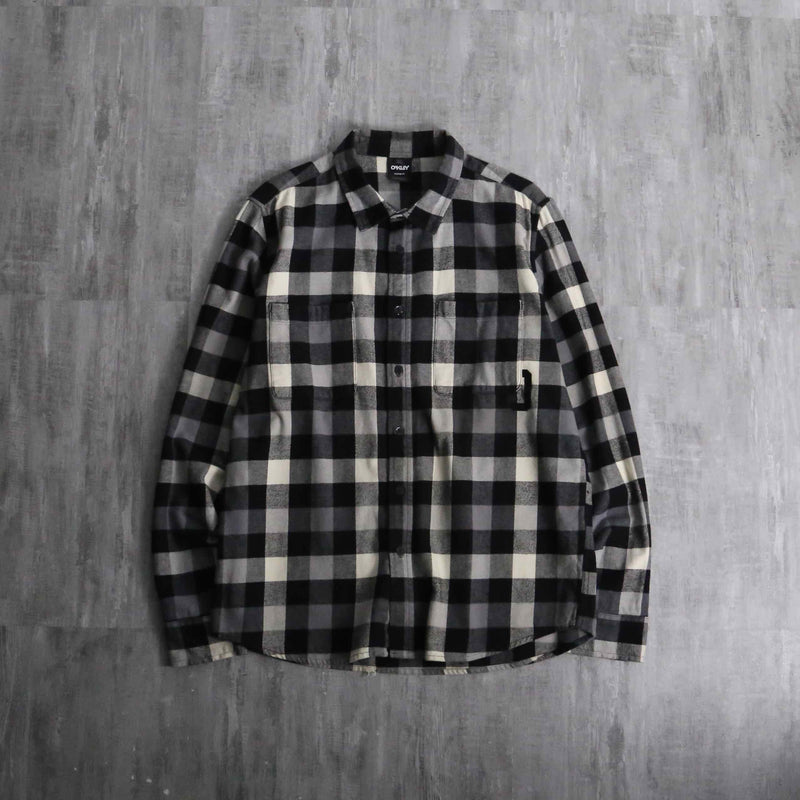 2000s OAKLEY block check cotton nel shirt