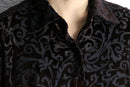 Black Damask Velour Sheer Shirt