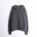 “U.S. POLO ASSN” charcoal cotton waffle detail zip-up hoodie