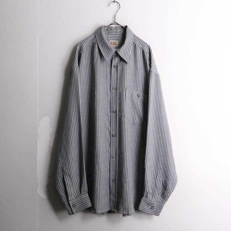 gray stripe rayon × poly L/S shirt