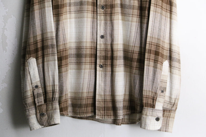 beige brown ombre check shirt