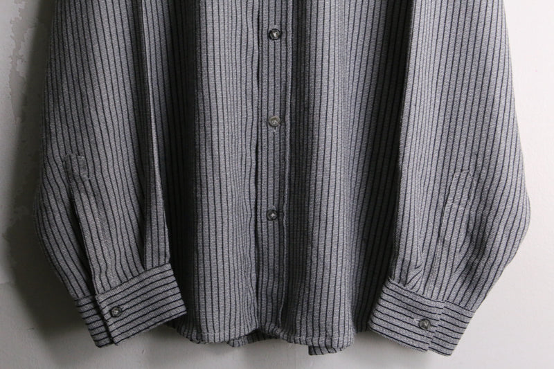 gray stripe rayon × poly L/S shirt