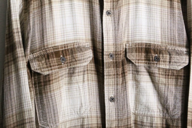 beige brown ombre check shirt