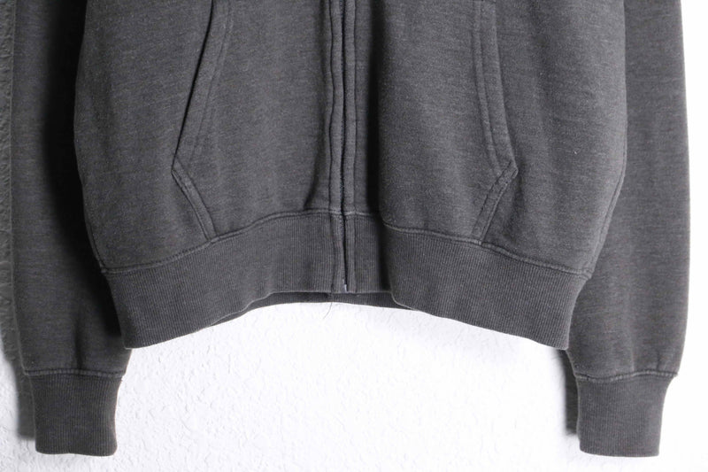 “U.S. POLO ASSN” charcoal cotton waffle detail zip-up hoodie