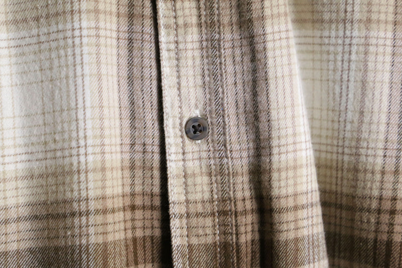 beige brown ombre check shirt