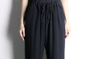 black popcorn fabric easy tapered pants