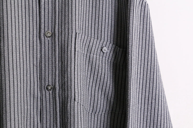 gray stripe rayon × poly L/S shirt