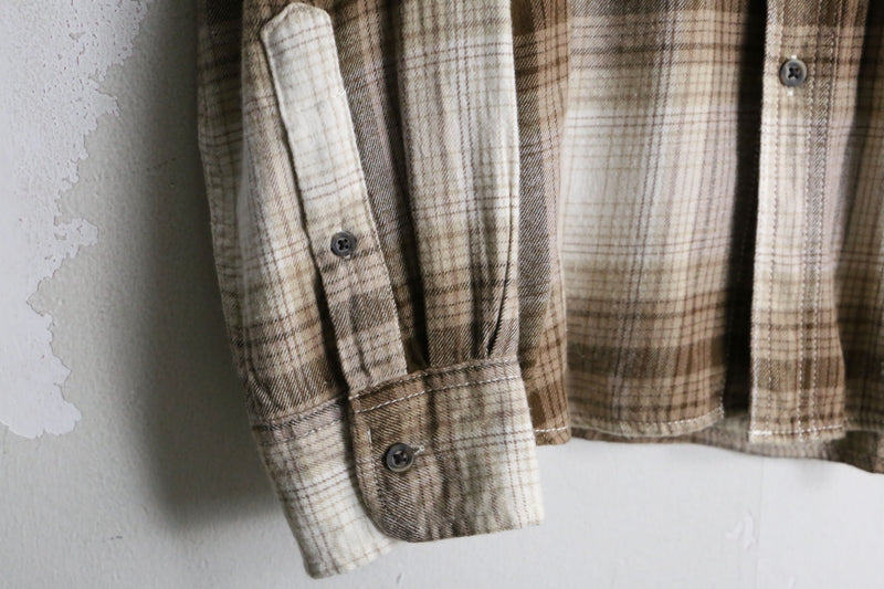 beige brown ombre check shirt