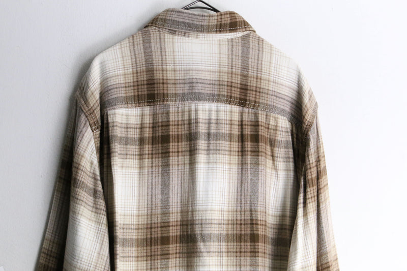 beige brown ombre check shirt