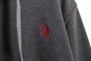 “U.S. POLO ASSN” charcoal cotton waffle detail zip-up hoodie