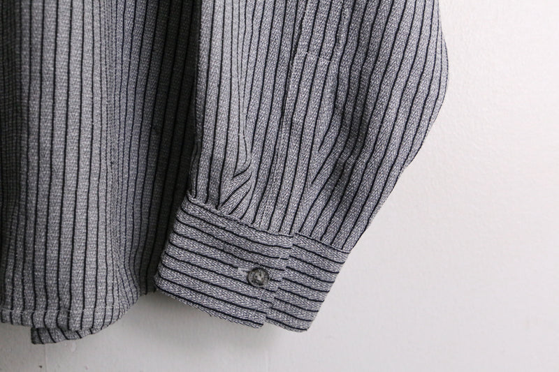 gray stripe rayon × poly L/S shirt