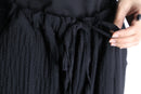 black popcorn fabric easy tapered pants