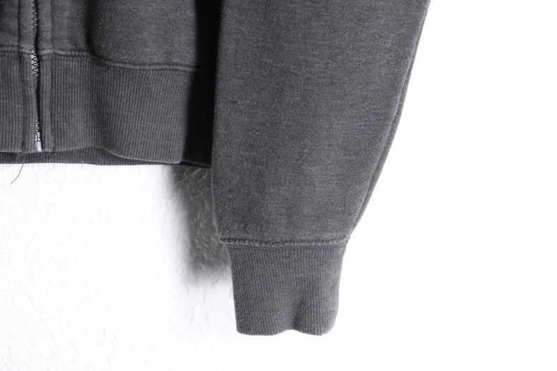 “U.S. POLO ASSN” charcoal cotton waffle detail zip-up hoodie