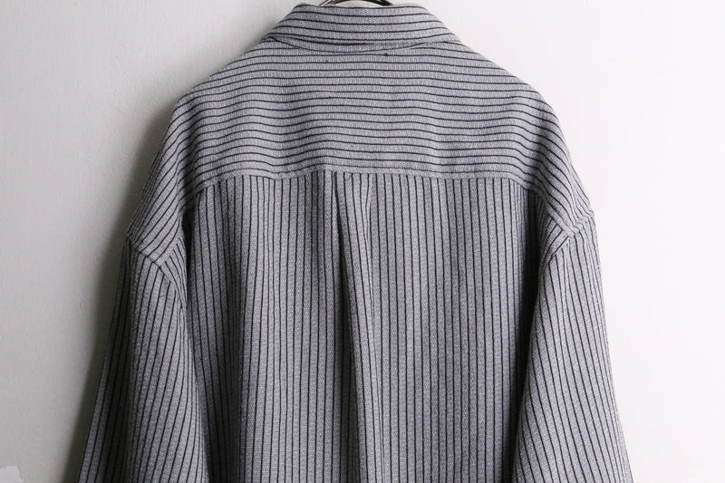 gray stripe rayon × poly L/S shirt