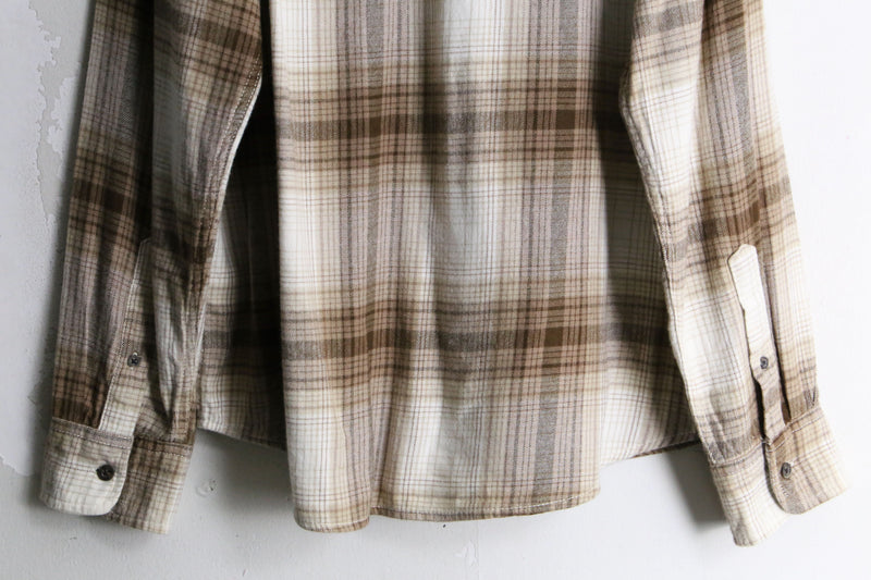 beige brown ombre check shirt