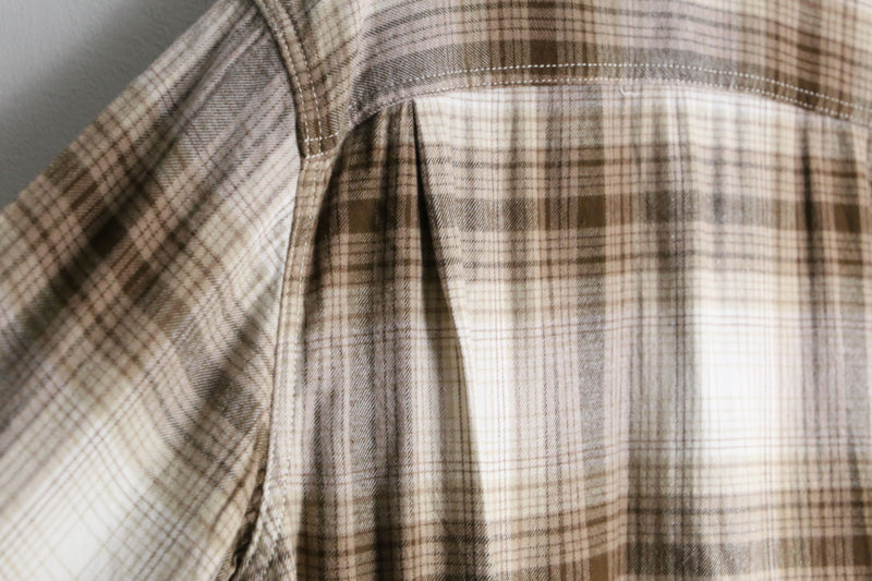 beige brown ombre check shirt