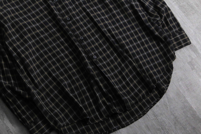 1990s PERRY ELLIS cotton rayon check shirt