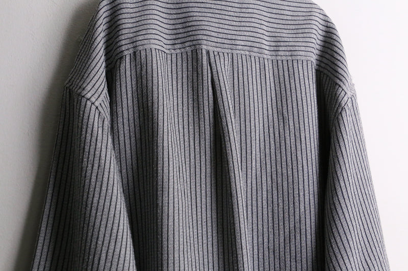 gray stripe rayon × poly L/S shirt