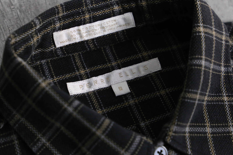 1990s PERRY ELLIS cotton rayon check shirt