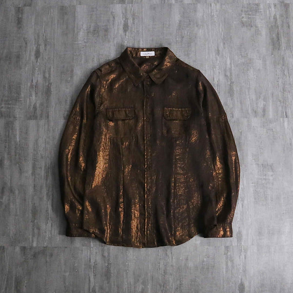 2000s Calvin Klein metallic chiffon shirt