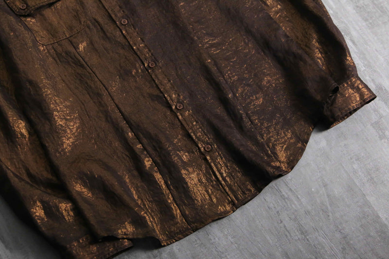 2000s Calvin Klein metallic chiffon shirt