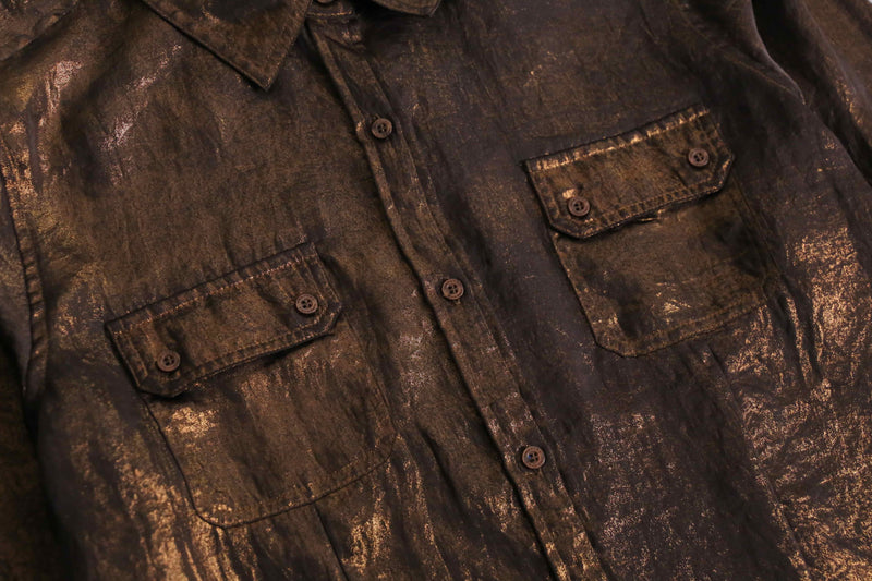2000s Calvin Klein metallic chiffon shirt