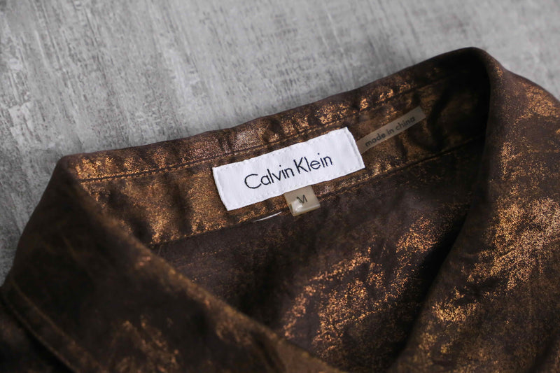 2000s Calvin Klein metallic chiffon shirt