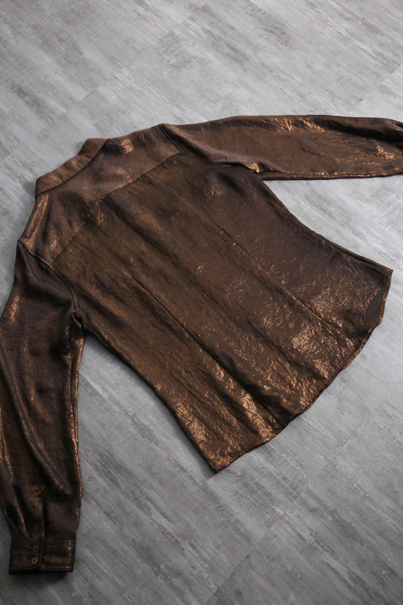 2000s Calvin Klein metallic chiffon shirt