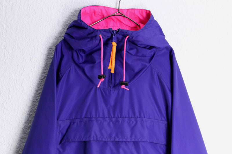 80's “Columbia” purple nylon pink lining anorak