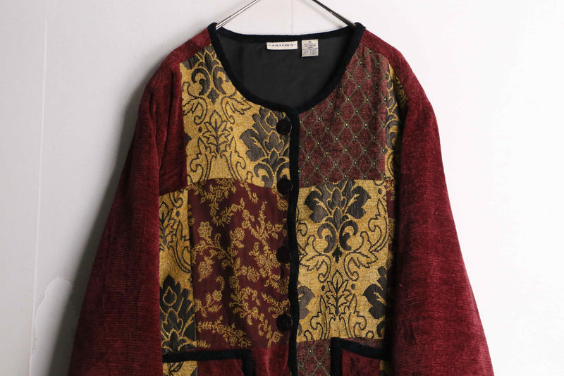 ornament × botanical pattern patchwork style gobelin jacket