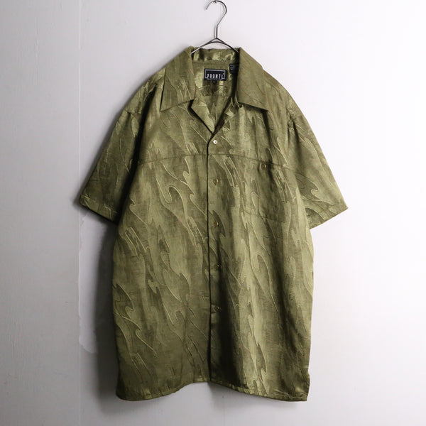 “PRONTI” khaki wave design polyester s/s shirt