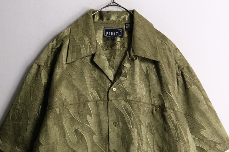 “PRONTI” khaki wave design polyester s/s shirt