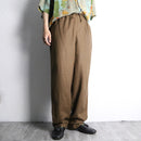 brown linen wide easy pants