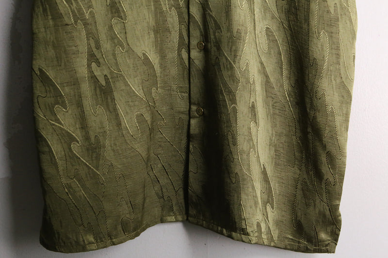 “PRONTI” khaki wave design polyester s/s shirt